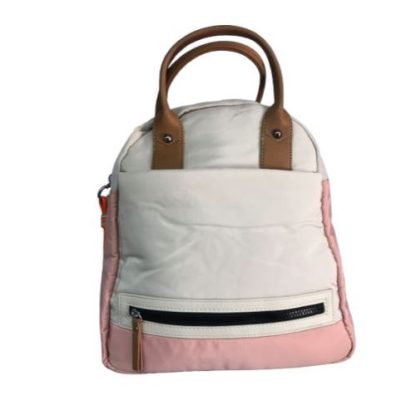 Mochila Beige con asa marrón impermeable